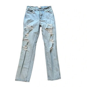 Revice Denim Light Wash Distressed Straight Leg Jeans Size 28 GUC